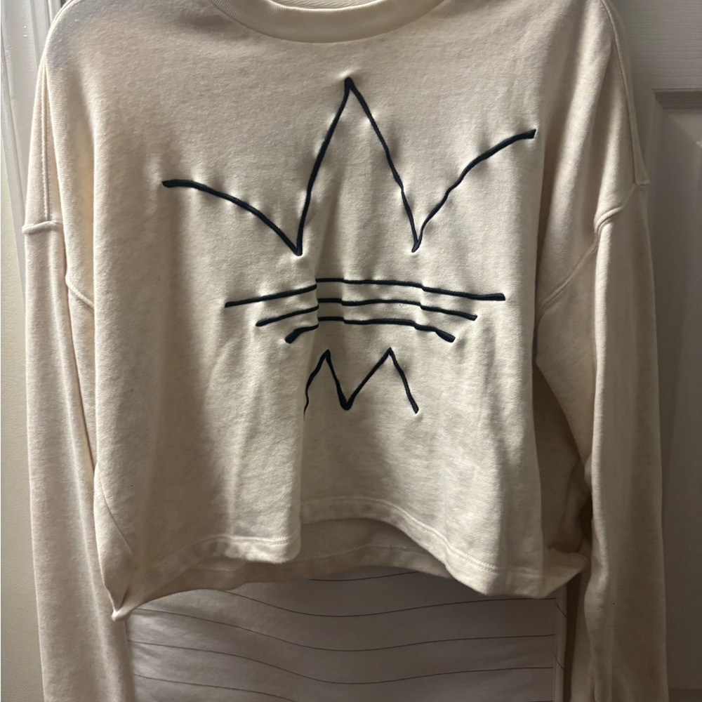 Adidas Off-White Sweatshirt with Black Logo